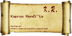 Kapros Renáta névjegykártya
