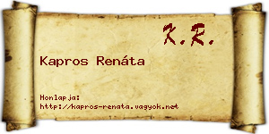 Kapros Renáta névjegykártya